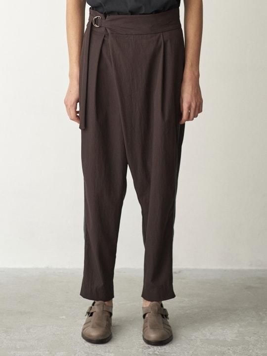 TROVE / EMBROIDERED WRAP PANTS / DARK BROWN photo