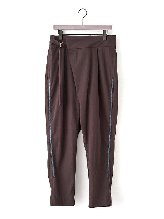 TROVE / EMBROIDERED WRAP PANTS / DARK BROWN photo