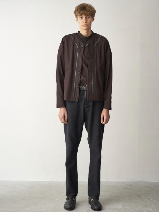 TROVE / EMBROIDERED V-NECK / DARK BROWN photo