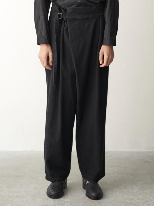 TROVE / DENIM WRAP PANTS / BLACK photo