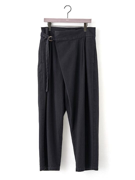 TROVE / DENIM WRAP PANTS / BLACK photo
