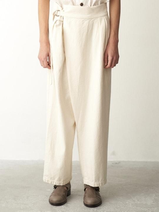 TROVE / DENIM WRAP PANTS / ECRU photo