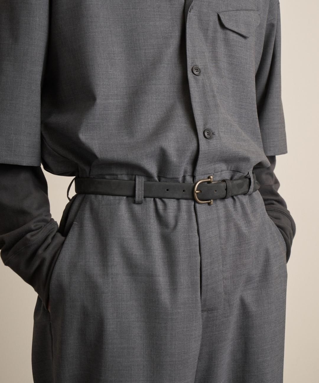 TROVE / SULKA LEATHER BELT / CHARCOAL photo