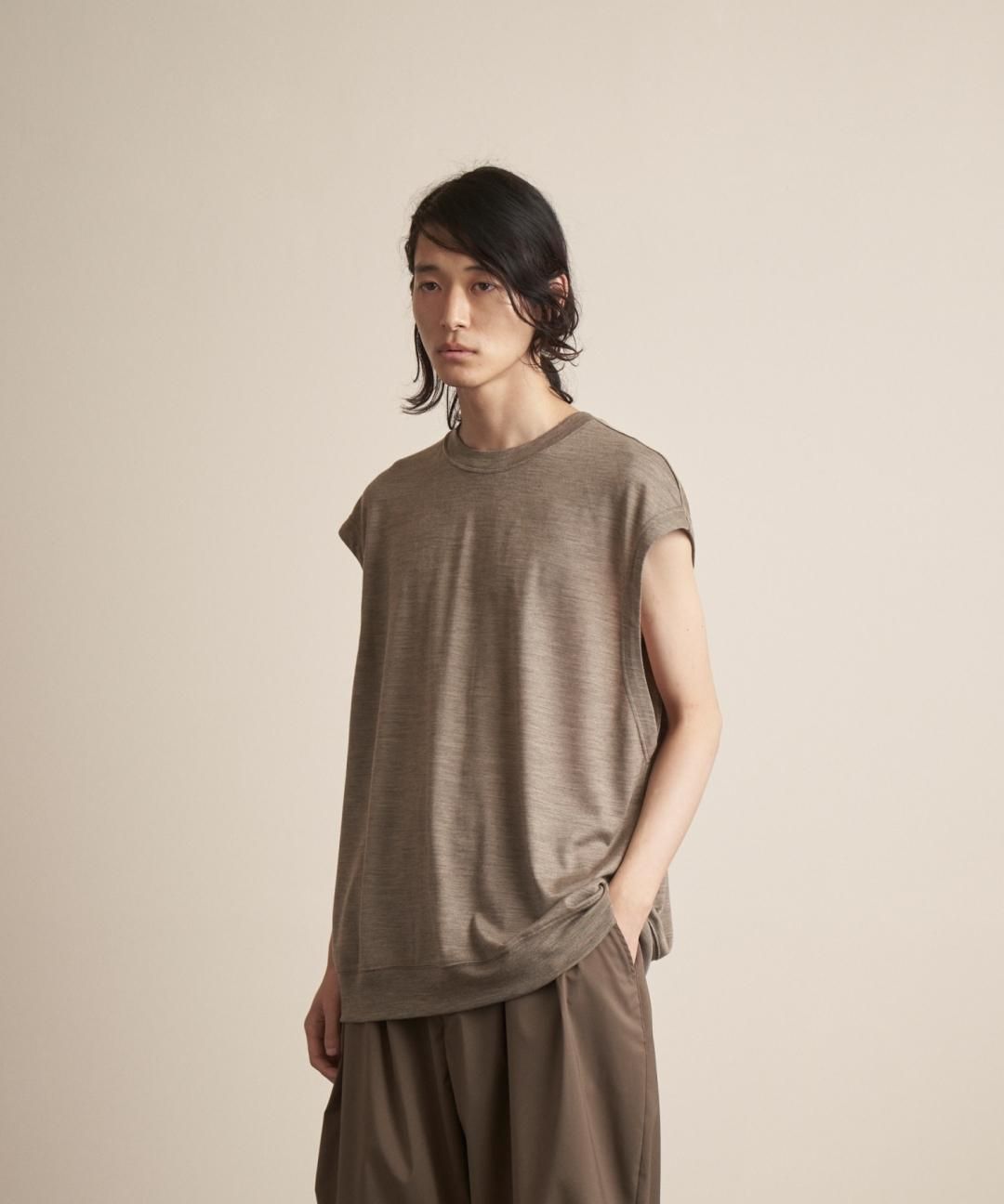 TROVE / MERINO WOOL KNIT VEST / GRAY BEIGE photo