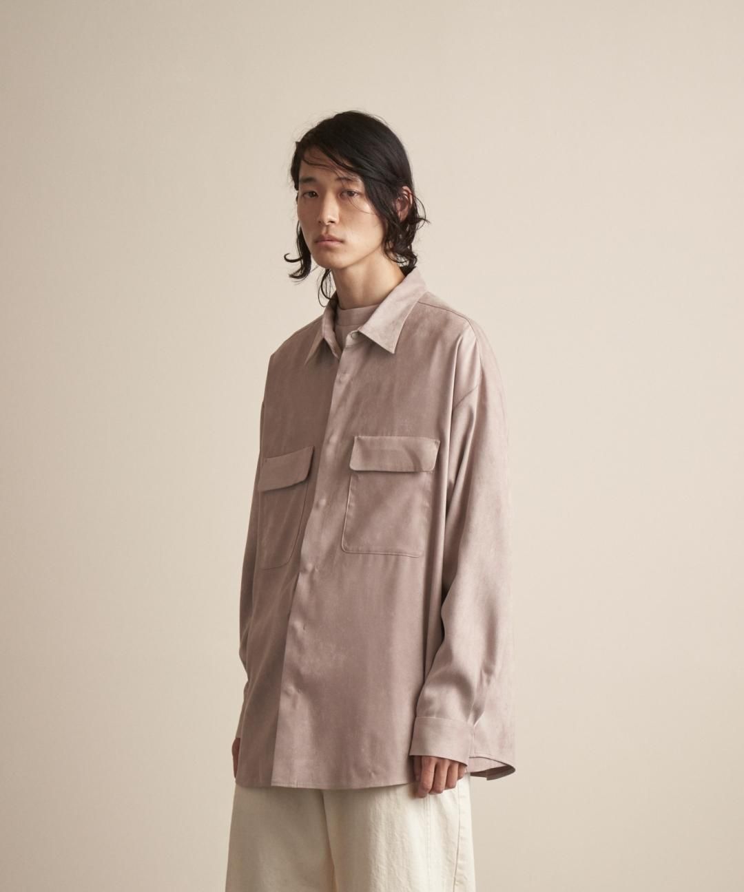 TROVE / MICRO FIBER SUEDE SHIRT / GRAY BEIGE photo