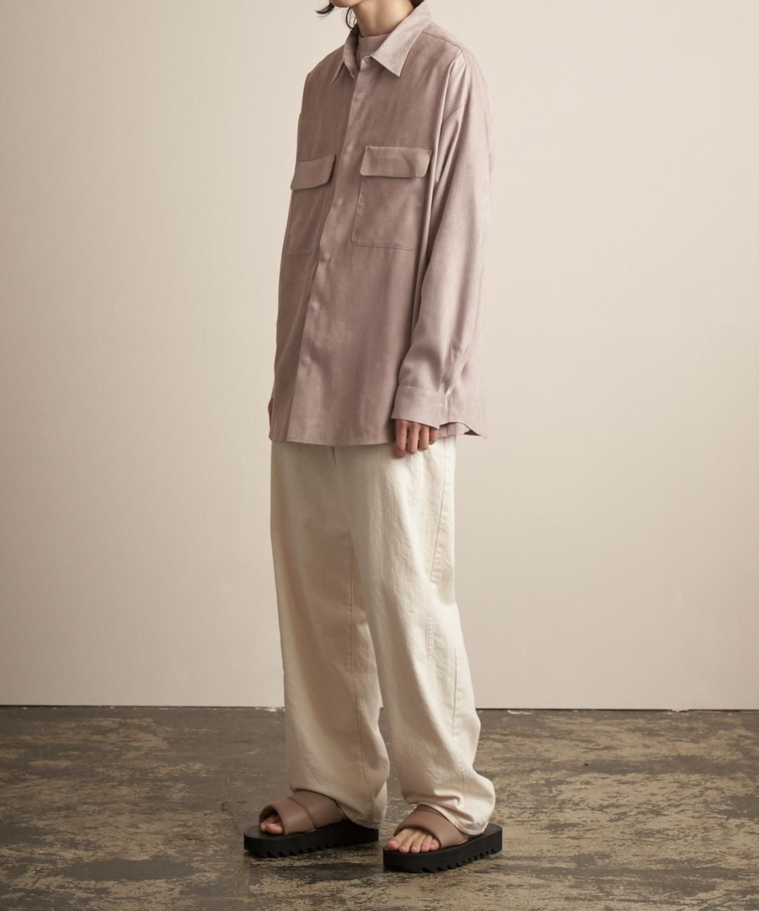 TROVE / MICRO FIBER SUEDE SHIRT / GRAY BEIGE photo