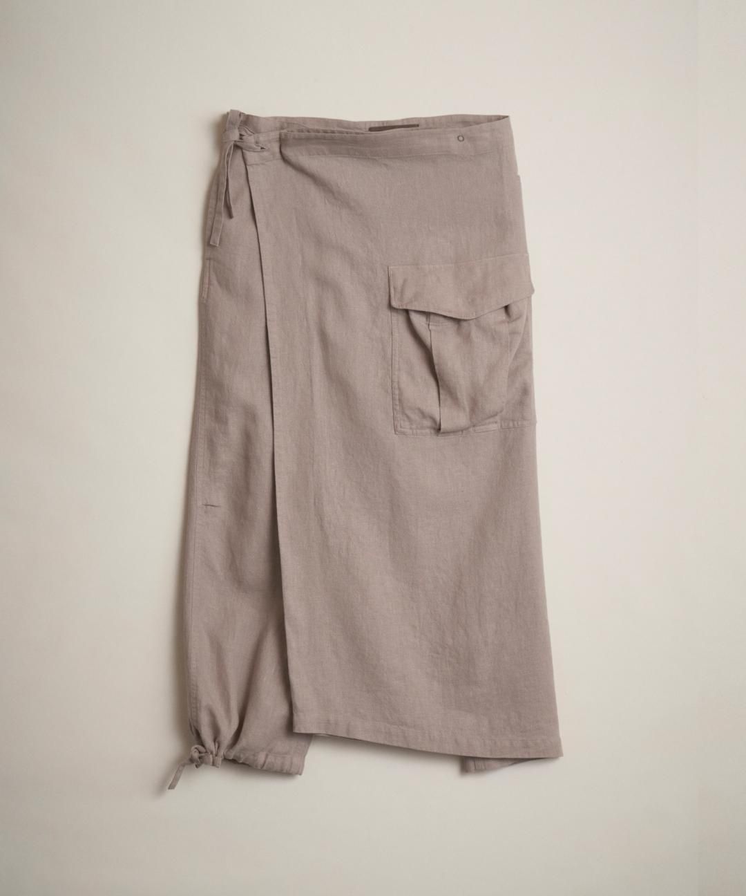 TROVE / AMUNZEN LINEN WRAP PANTS / GRAY BEIGE photo