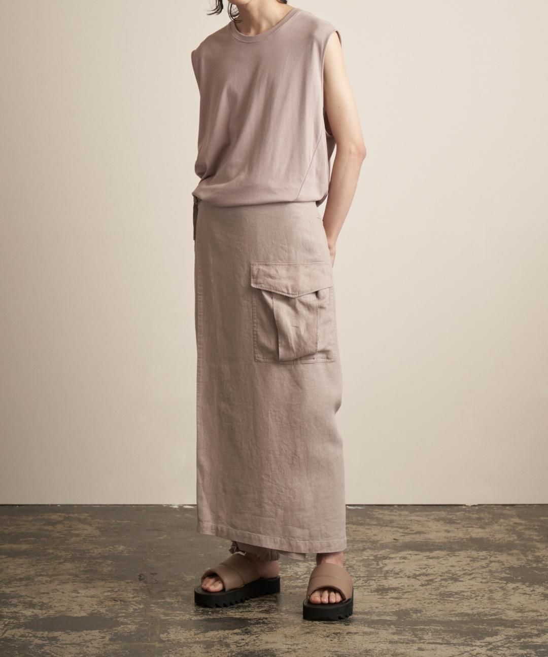 TROVE / AMUNZEN LINEN WRAP PANTS / GRAY BEIGE photo