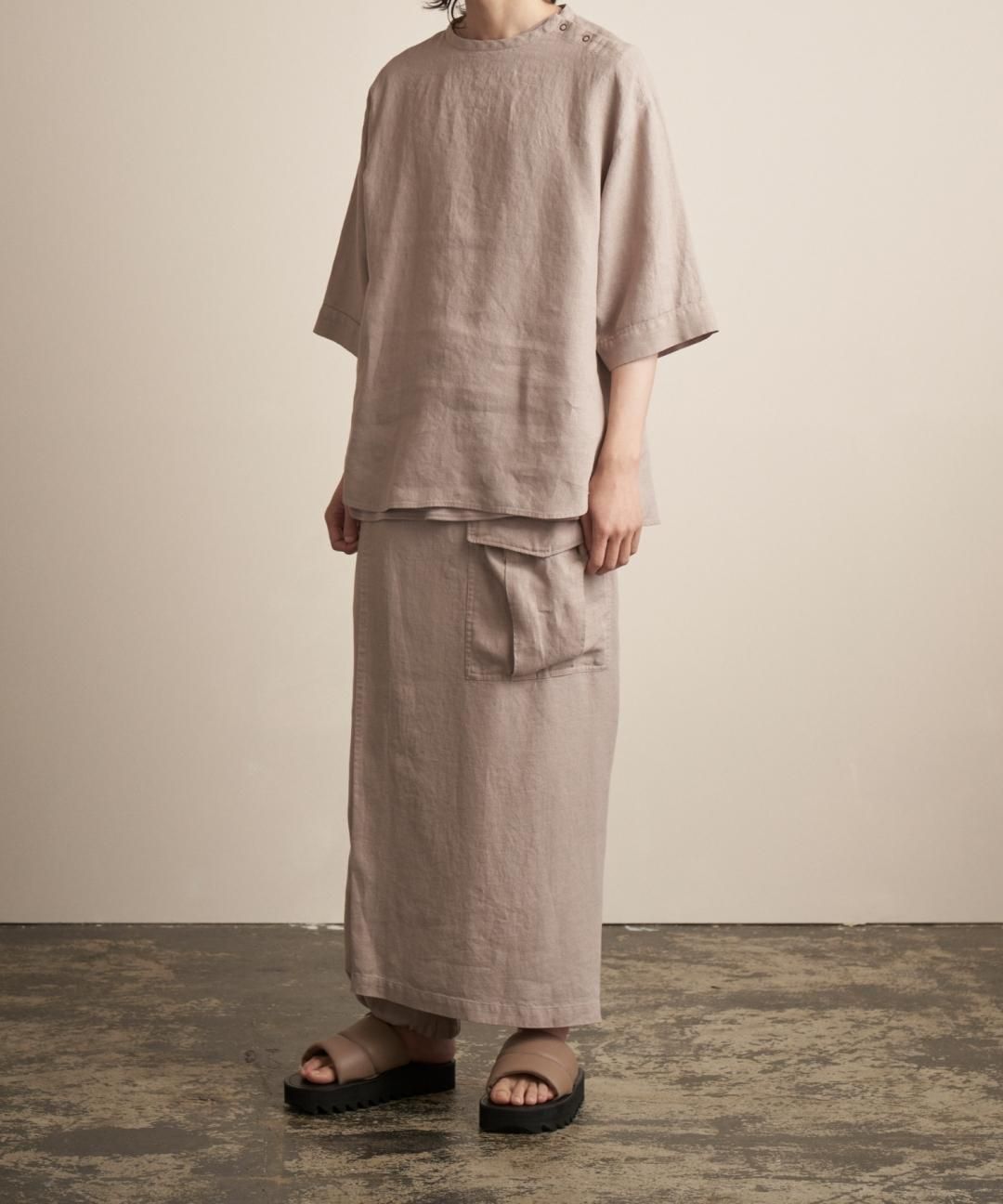 TROVE / AMUNZEN LINEN WRAP PANTS / GRAY BEIGE photo