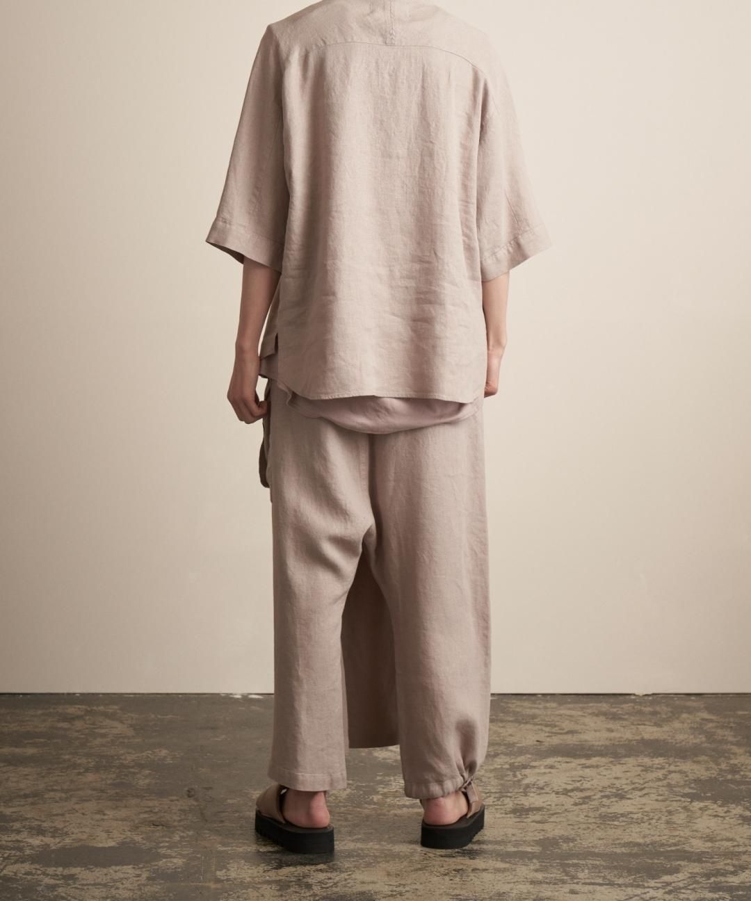 TROVE / AMUNZEN LINEN WRAP PANTS / GRAY BEIGE photo
