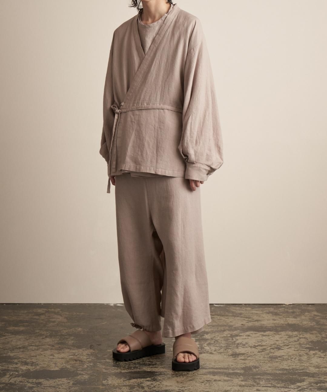 TROVE / AMUNZEN LINEN WRAP PANTS / GRAY BEIGE photo