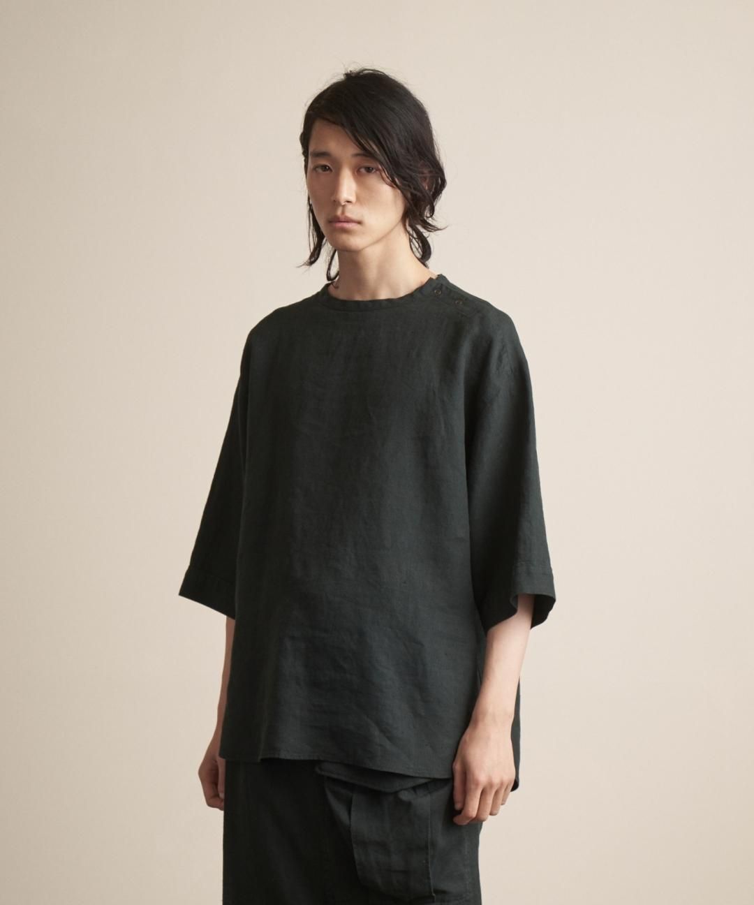 TROVE / AMUNZEN LINEN PULLOVER / DARK GREEN photo