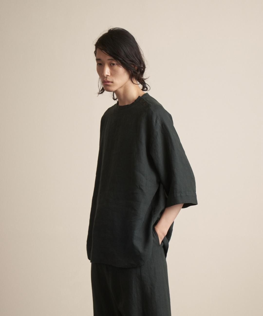 TROVE / AMUNZEN LINEN PULLOVER / DARK GREEN photo