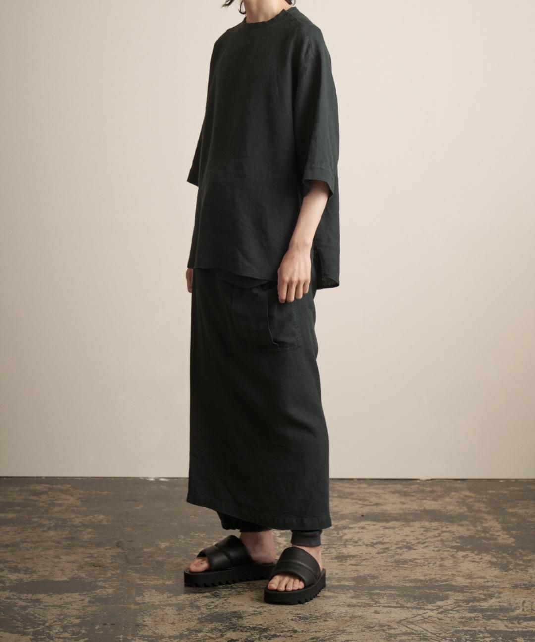 TROVE / AMUNZEN LINEN PULLOVER / DARK GREEN photo