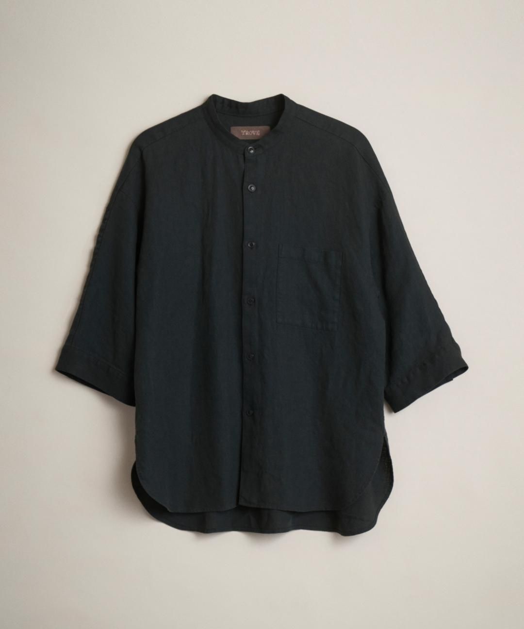 TROVE / AMUNZEN LINEN 7SLEEVE SHIRT / DARK GREEN photo