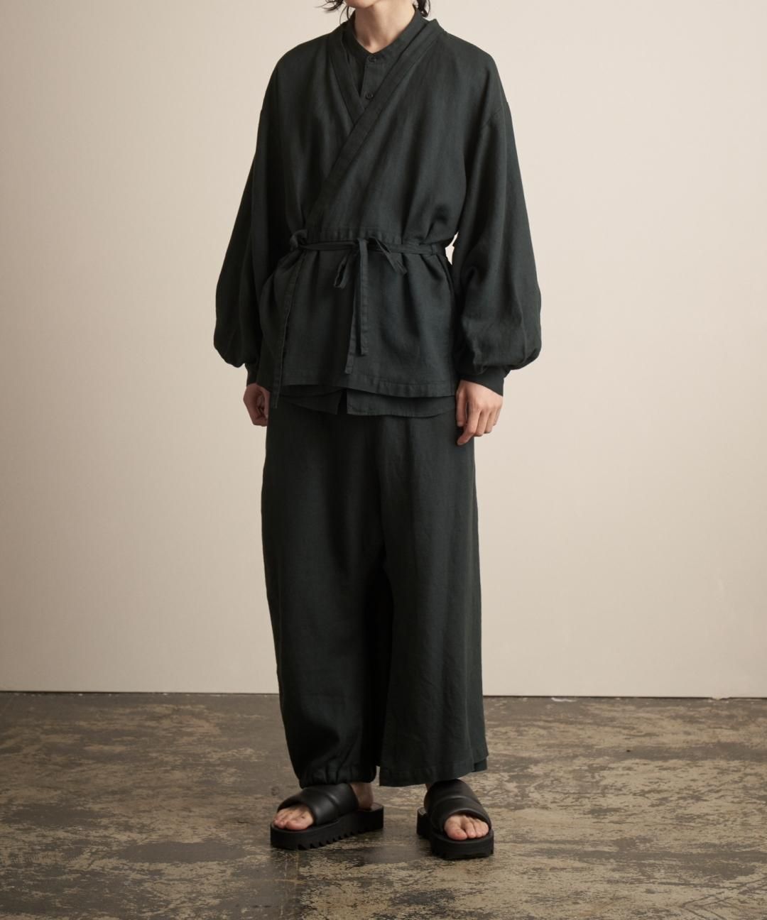 TROVE / AMUNZEN LINEN 7SLEEVE SHIRT / DARK GREEN photo