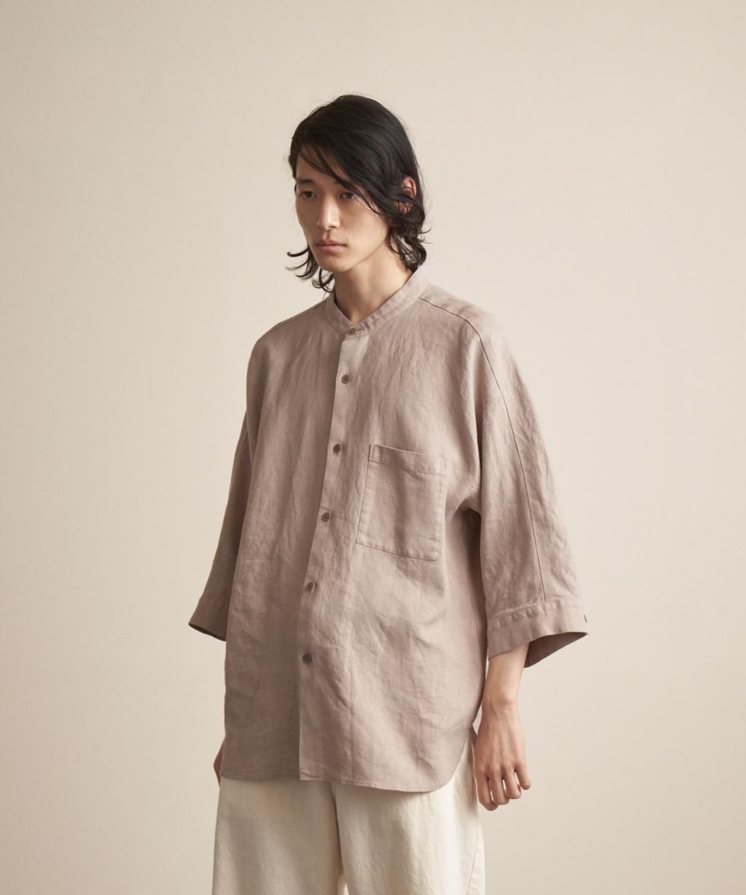 TROVE / AMUNZEN LINEN 7SLEEVE SHIRT / GRAY BEIGE photo