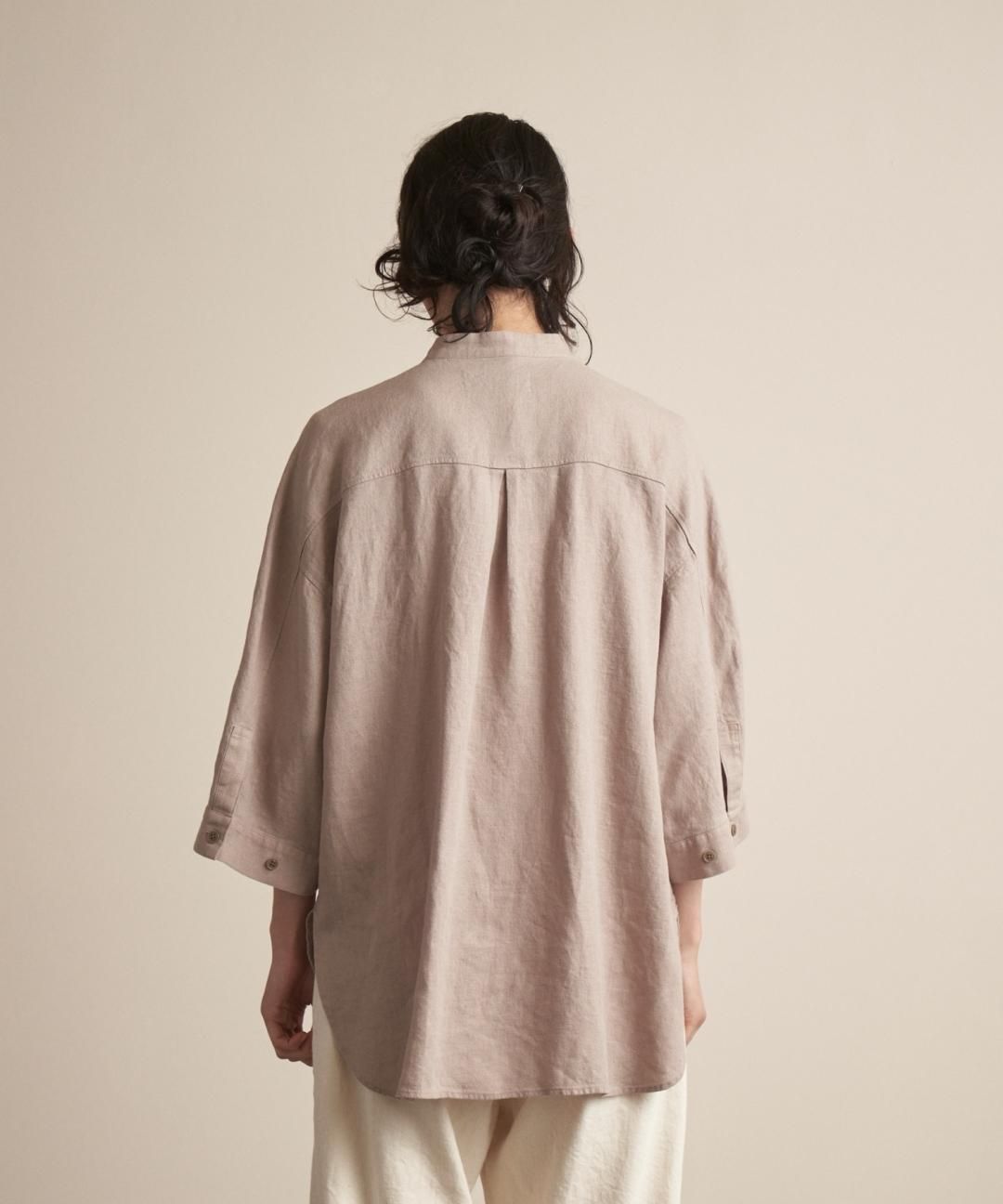 TROVE / AMUNZEN LINEN 7SLEEVE SHIRT / GRAY BEIGE photo