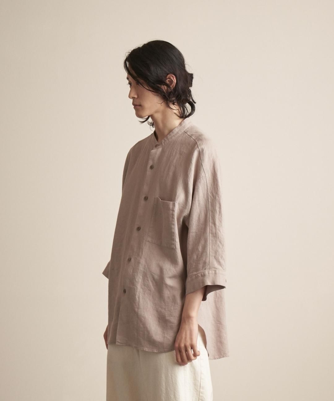 TROVE / AMUNZEN LINEN 7SLEEVE SHIRT / GRAY BEIGE photo