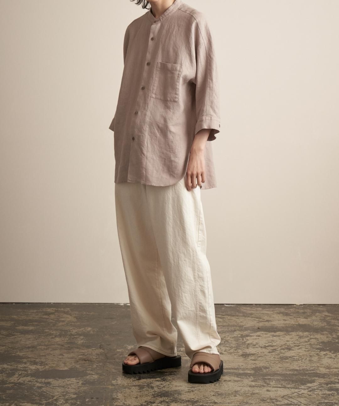 TROVE / AMUNZEN LINEN 7SLEEVE SHIRT / GRAY BEIGE photo
