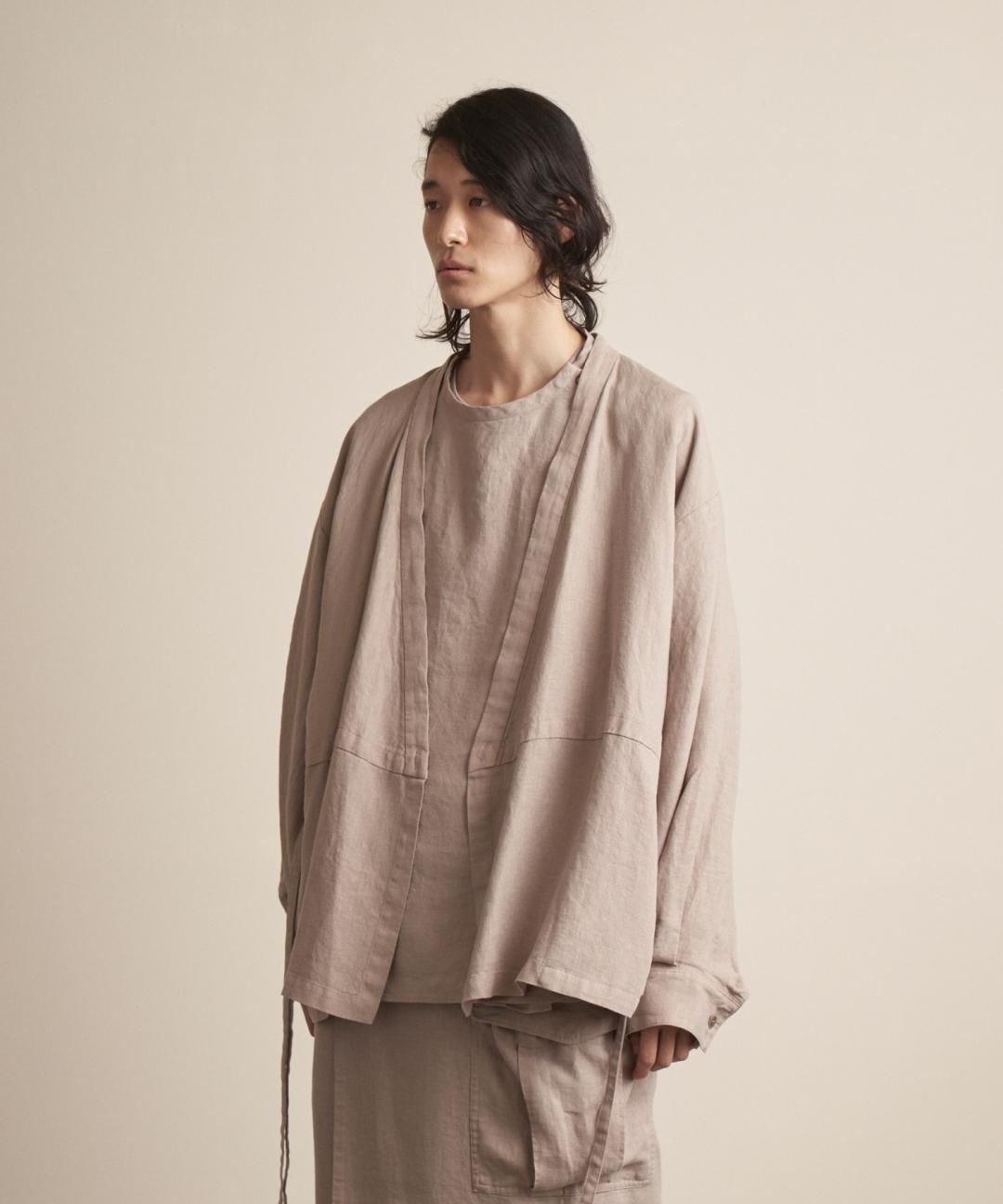 TROVE / AMUNZEN LINEN ORIENTAL GOWN / GRAY BEIGE photo