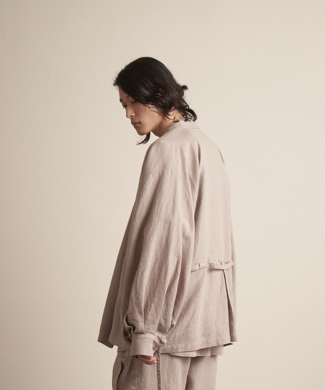 TROVE / AMUNZEN LINEN ORIENTAL GOWN / GRAY BEIGE photo