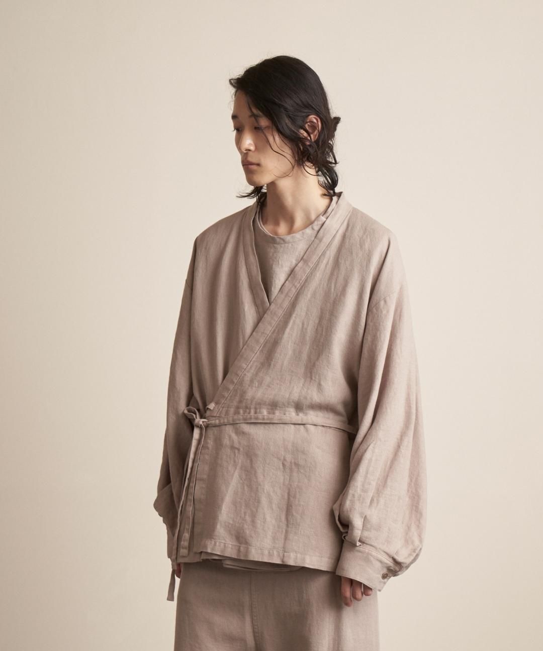 TROVE / AMUNZEN LINEN ORIENTAL GOWN / GRAY BEIGE photo