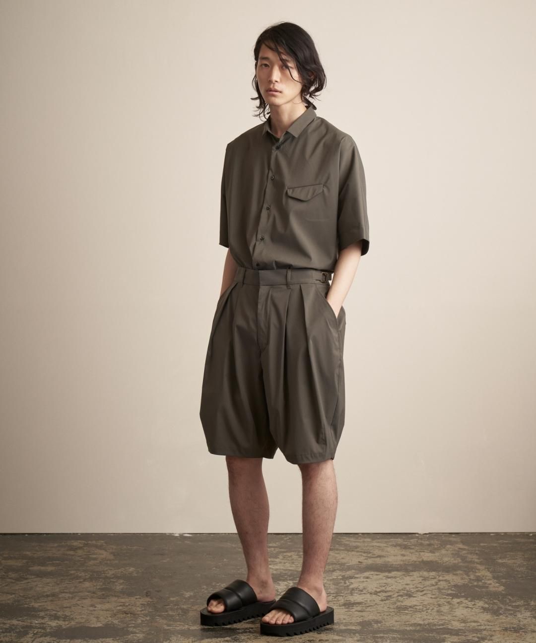 TROVE / Super120’s SOLARO DOLMAN SHIRT / OLIVE GRAY photo