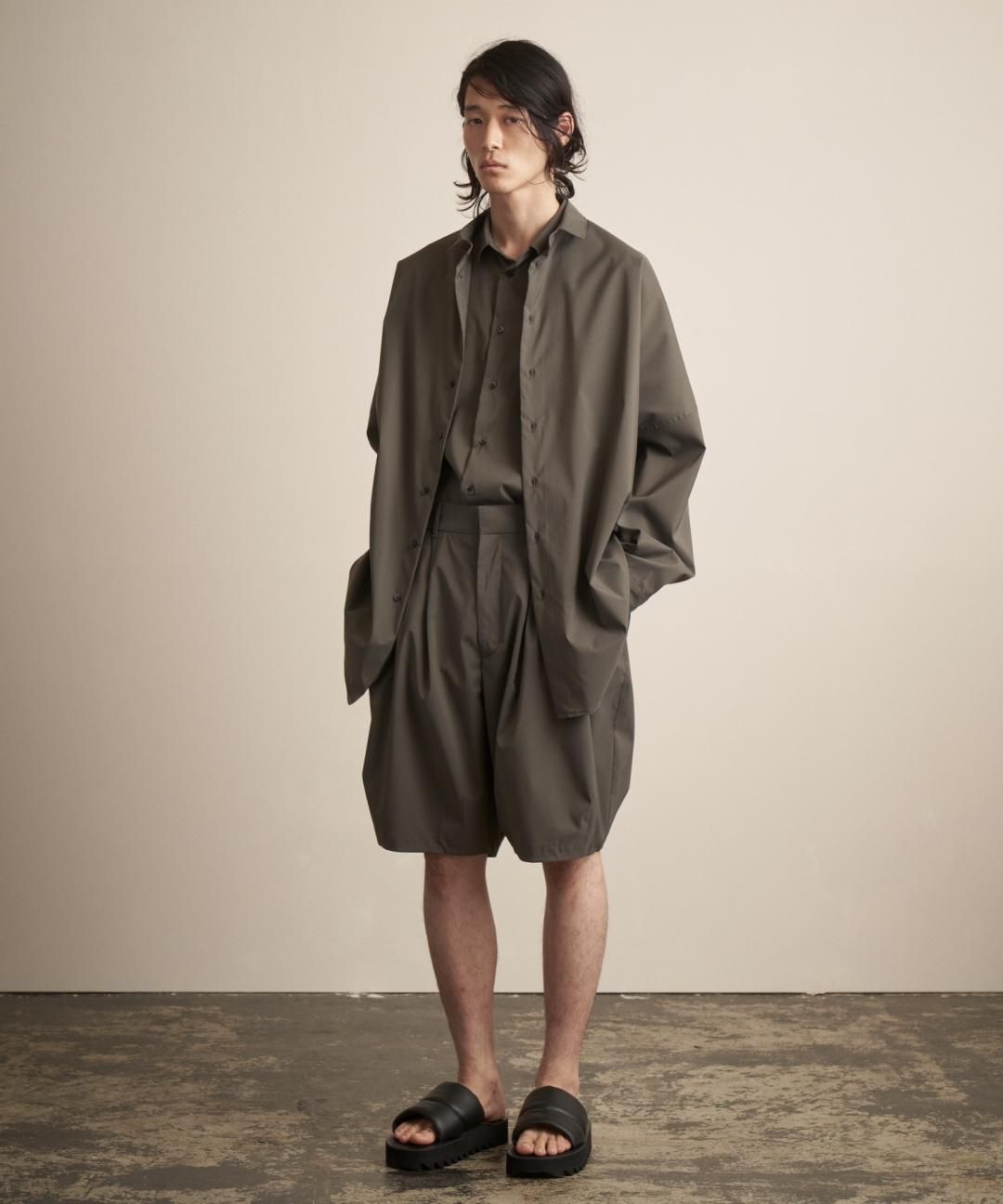 TROVE / Super120’s SOLARO DOLMAN SHIRT / OLIVE GRAY photo