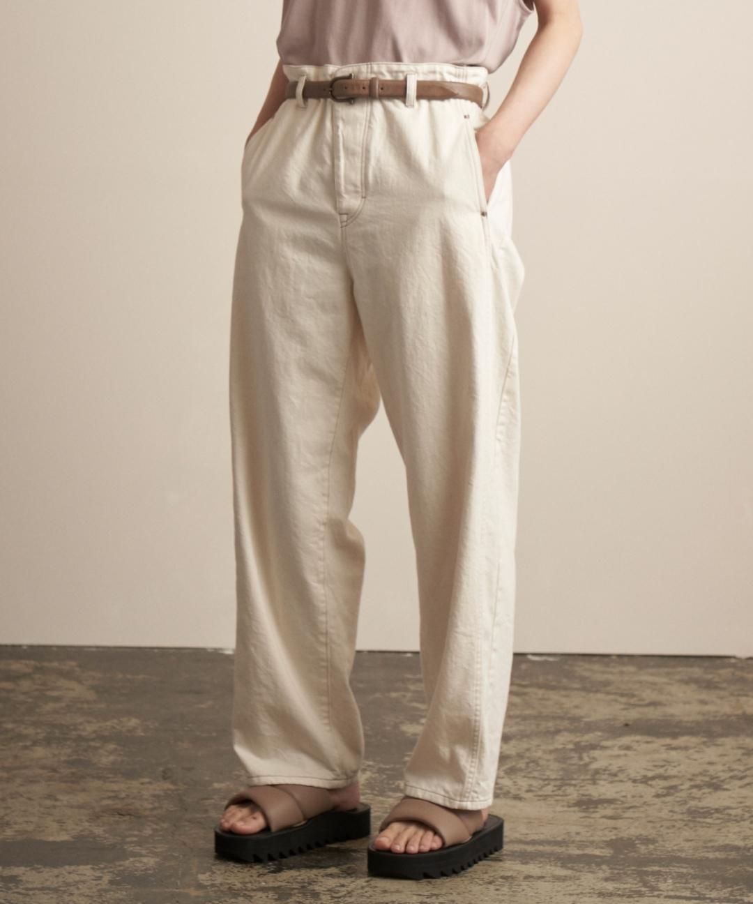 TROVE / HARD TWIST DENIM PANTS / ECRU photo