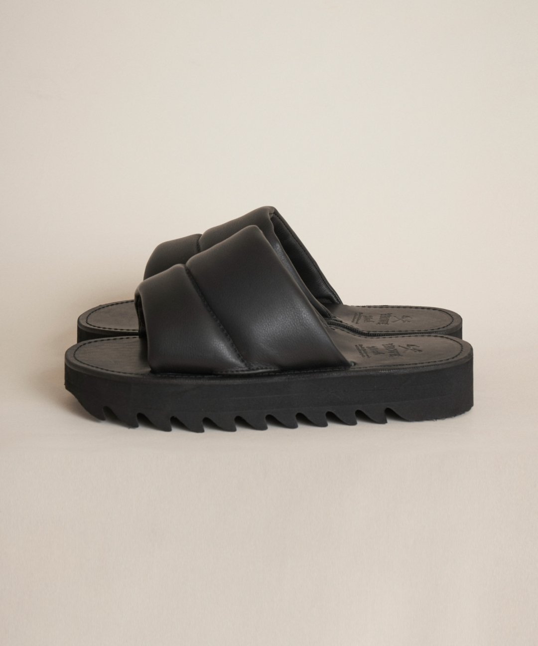 TROVE / QUILLTING LEATHER SANDAL / BLACK photo