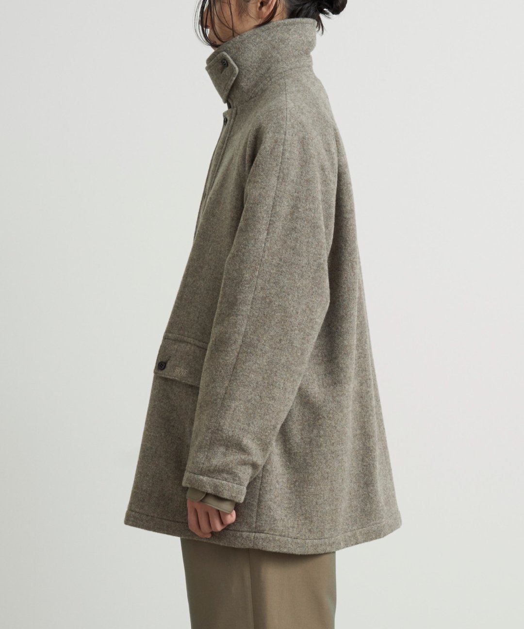 TROVE / FALKLAND WOOL MOSSER HALF COAT / GRAY BEIGE - TROVE SHOP