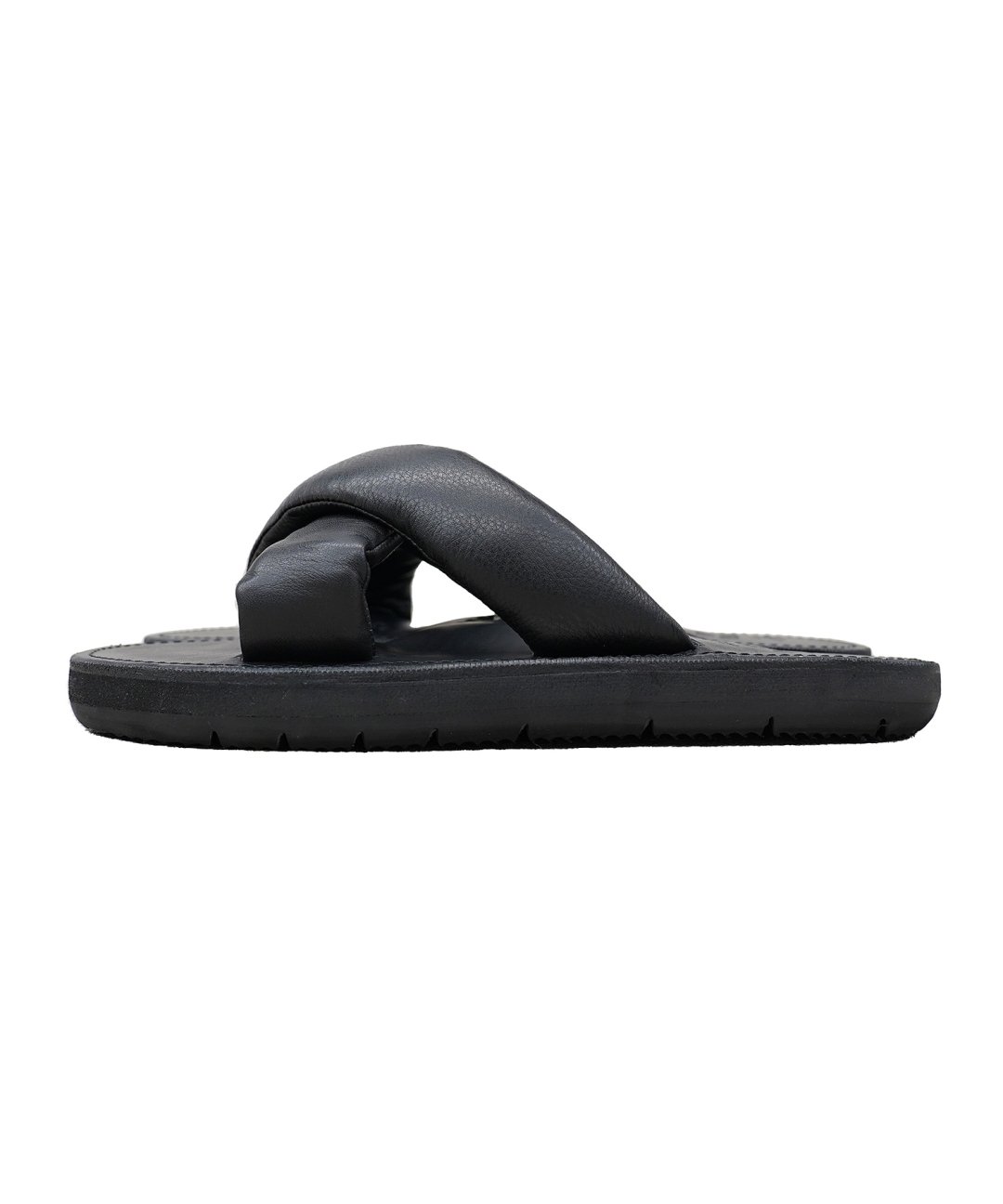 TROVE / QUILLTING LEATHER CROSS SANDAL / BLACK photo