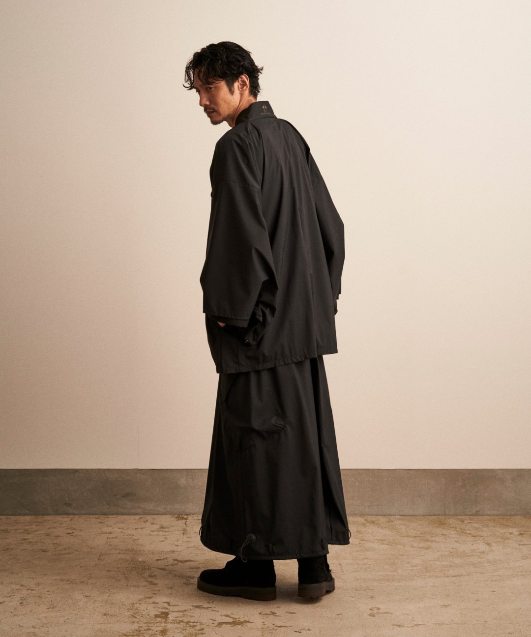 WAROBE / SOFT THREE LAYER HAORI TECH / BLACK - TROVE SHOP OFFICIAL