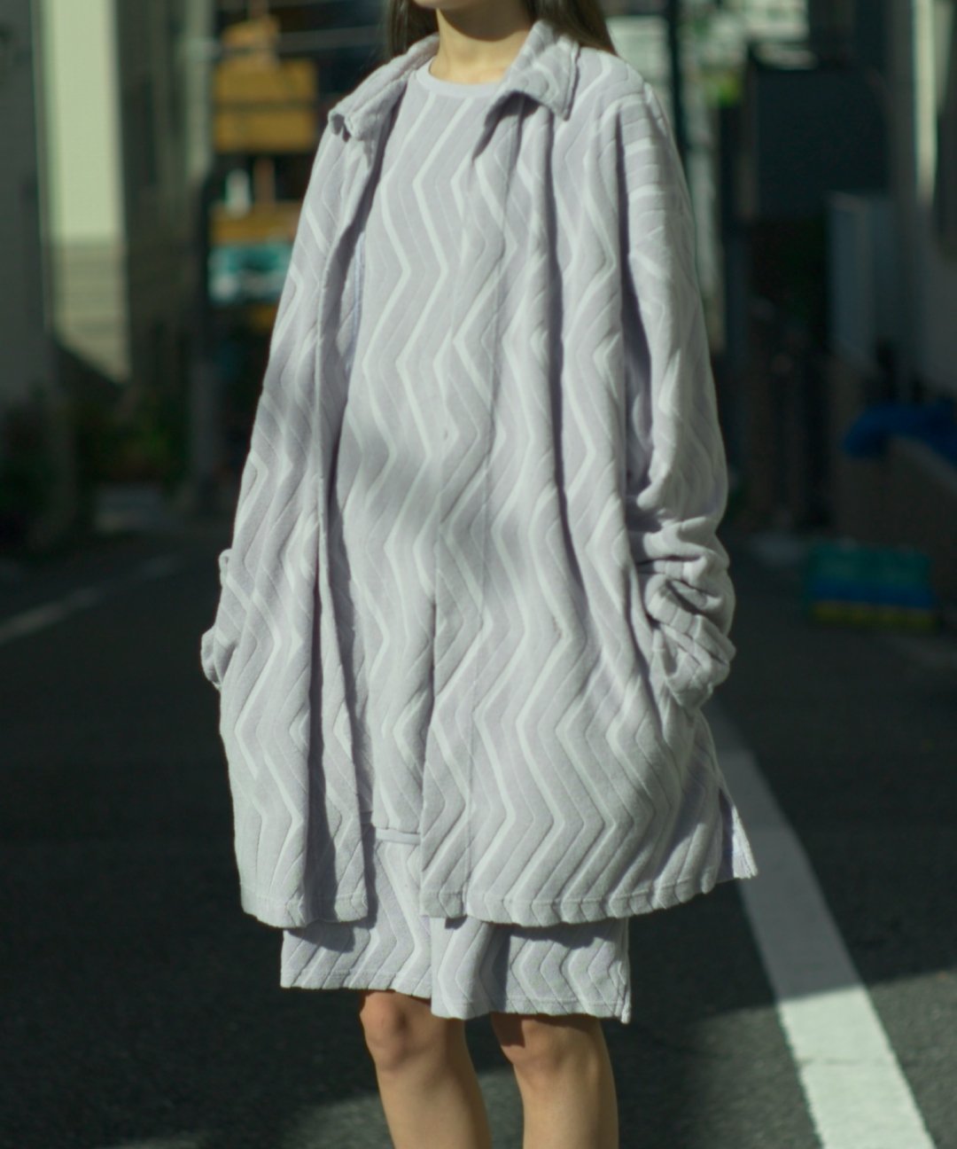 TROVE / DUNE PILE GOWN / BLUE GRAY photo