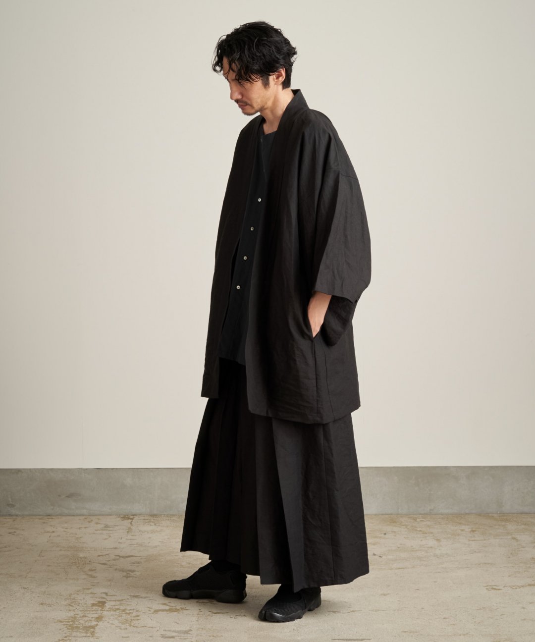 WAROBE / WASHI LINEN HAKAMA / BLACK photo