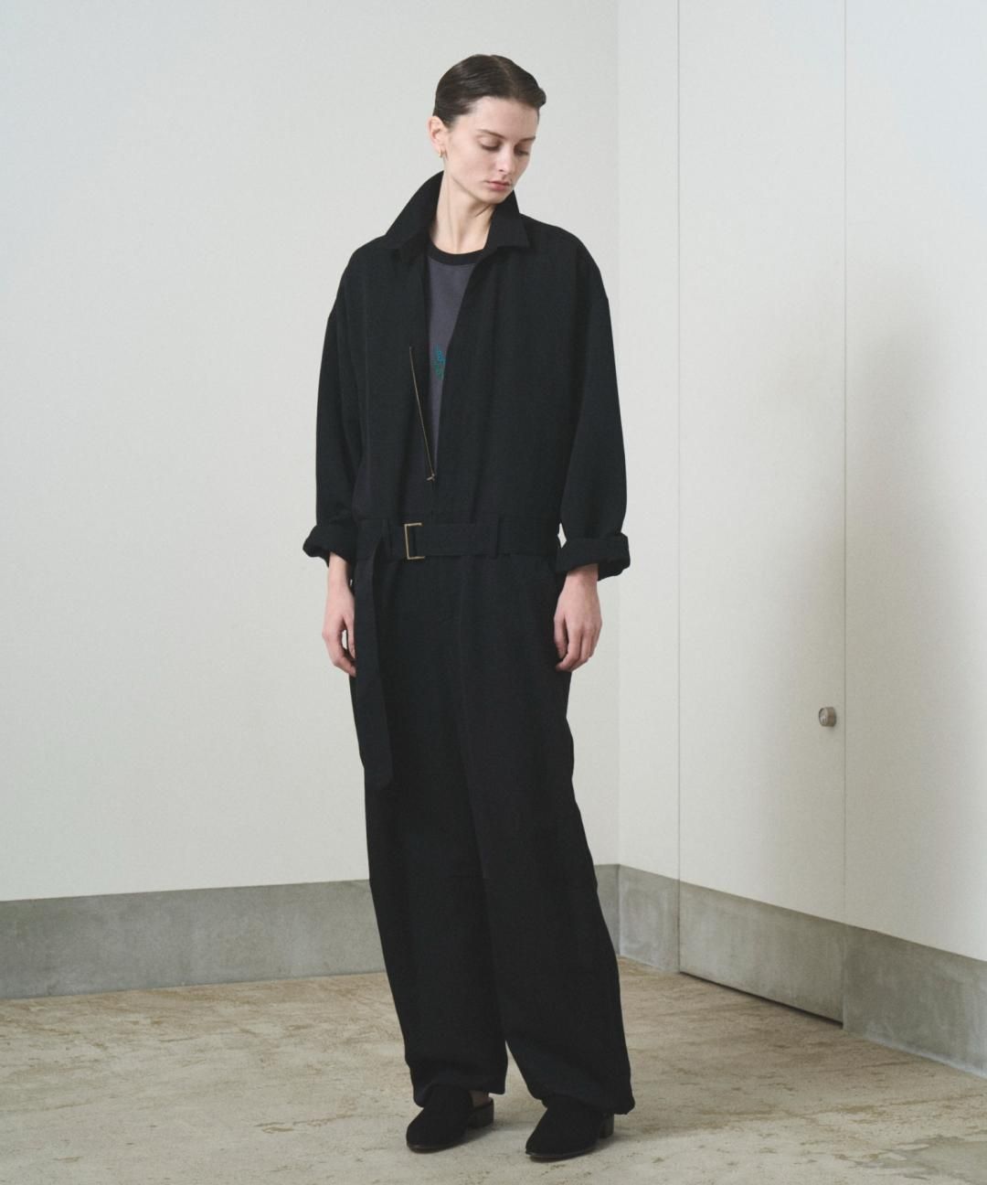 TROVE / WOOL LINEN JUMP SUIT / BLACK photo