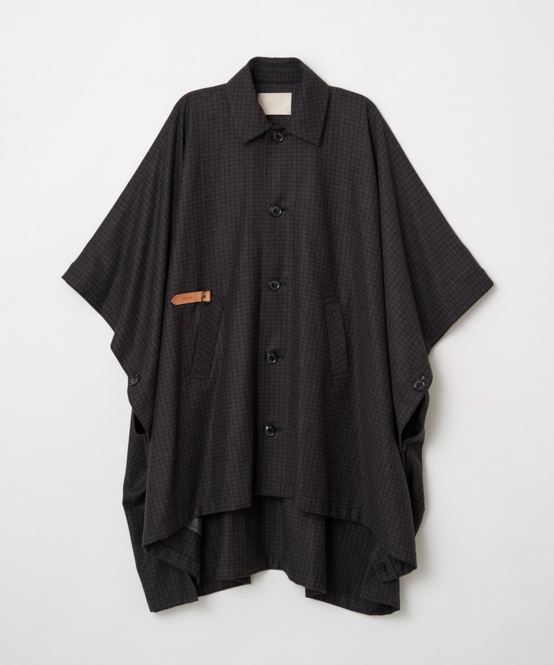 TROVE / PONCHO MAC COAT / SHEPHERDS BROWN NAVY photo