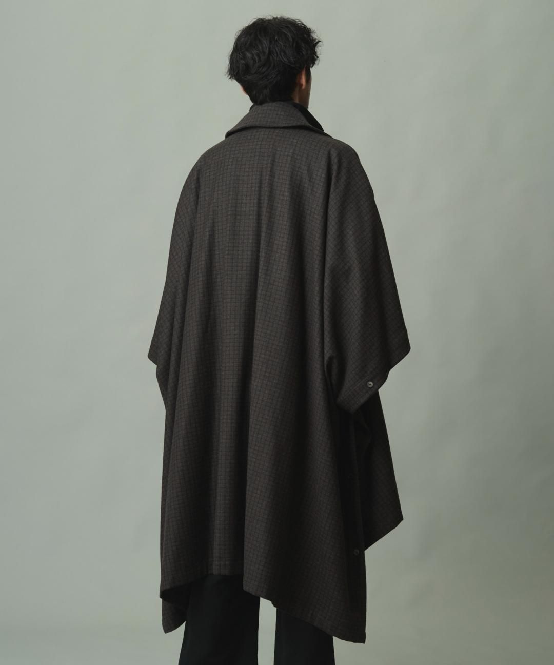 TROVE / PONCHO MAC COAT / SHEPHERDS BROWN NAVY photo