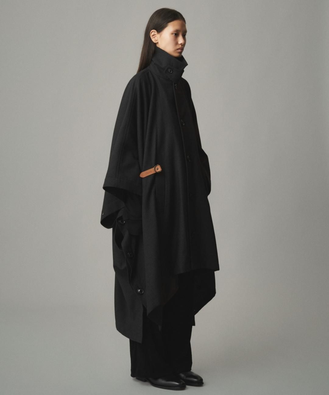 TROVE / PONCHO MAC COAT / HERRINGBONE CHARCOAL photo