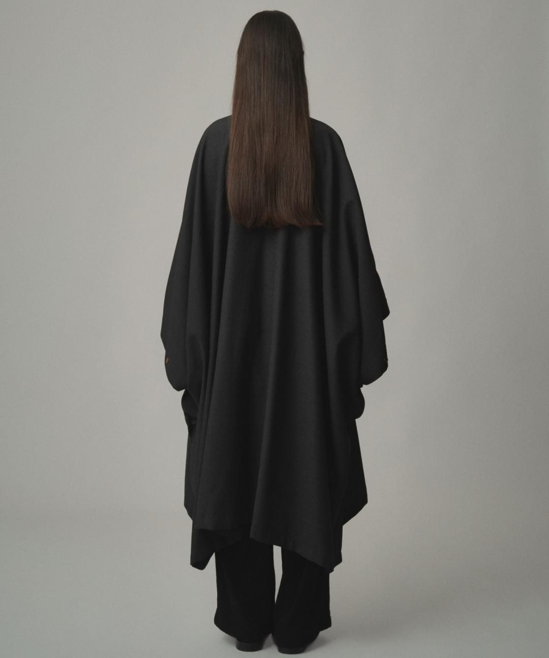 TROVE / PONCHO MAC COAT / HERRINGBONE CHARCOAL photo