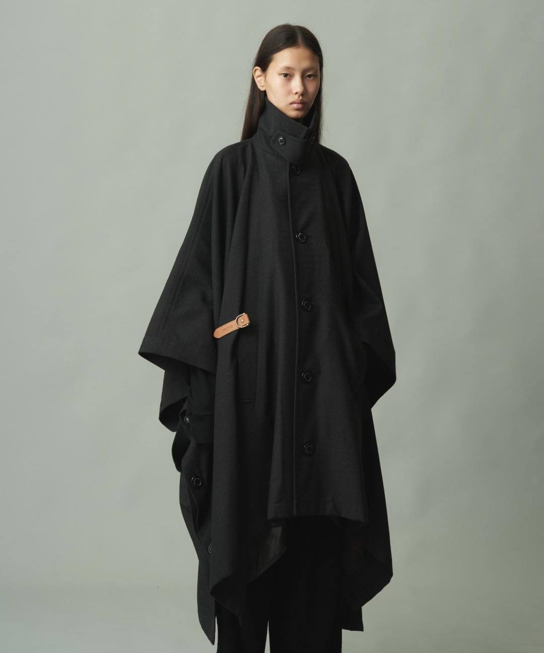 TROVE / PONCHO MAC COAT / HERRINGBONE CHARCOAL photo