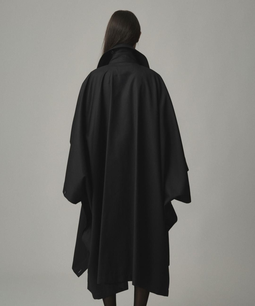 TROVE / PONCHO MAC COAT / GABARDINE BLACK photo