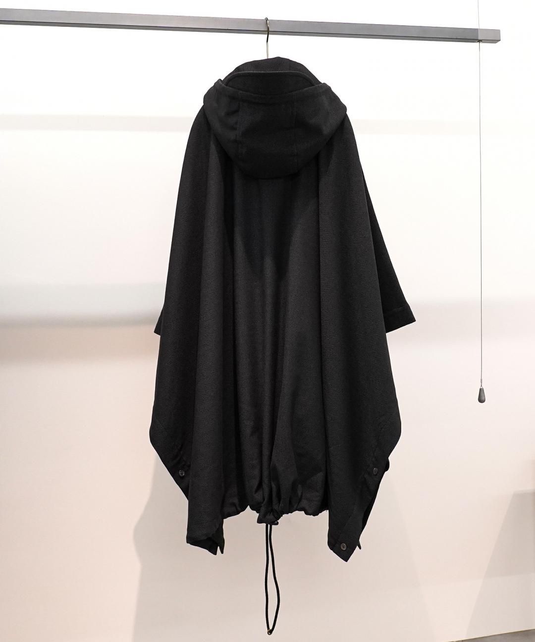 TROVE / PONCHO HOODED COAT / HERRINGBONE CHARCOAL photo