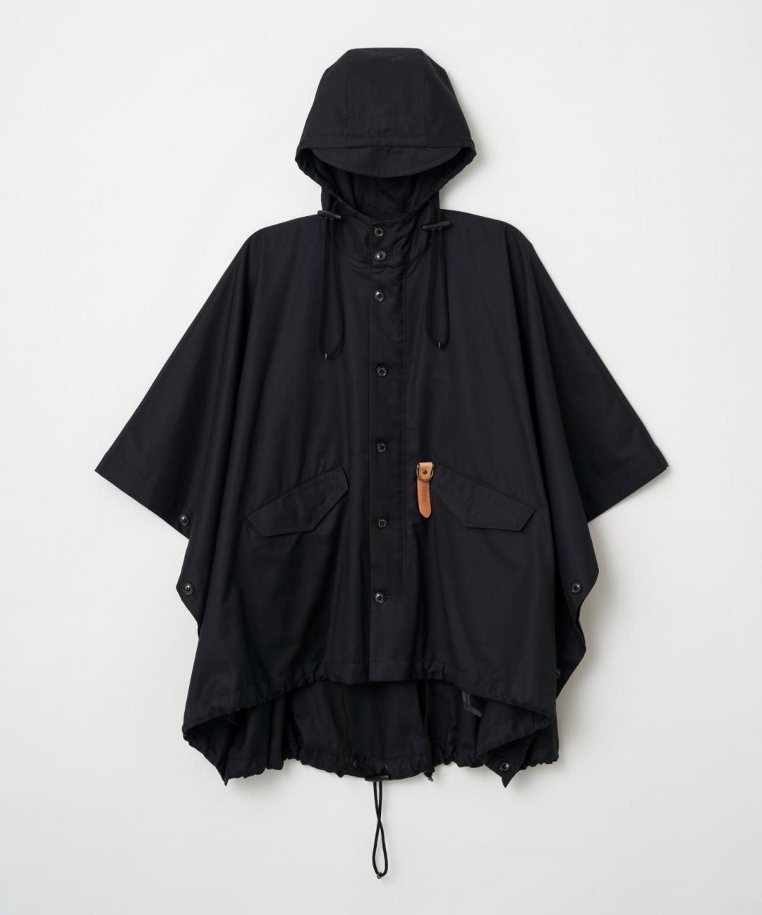 PRE-ORDERTROVE / PONCHO HOODED COAT / GABARDINE BLACK photo