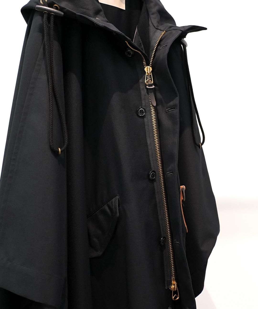 PRE-ORDERTROVE / PONCHO HOODED COAT / GABARDINE BLACK photo