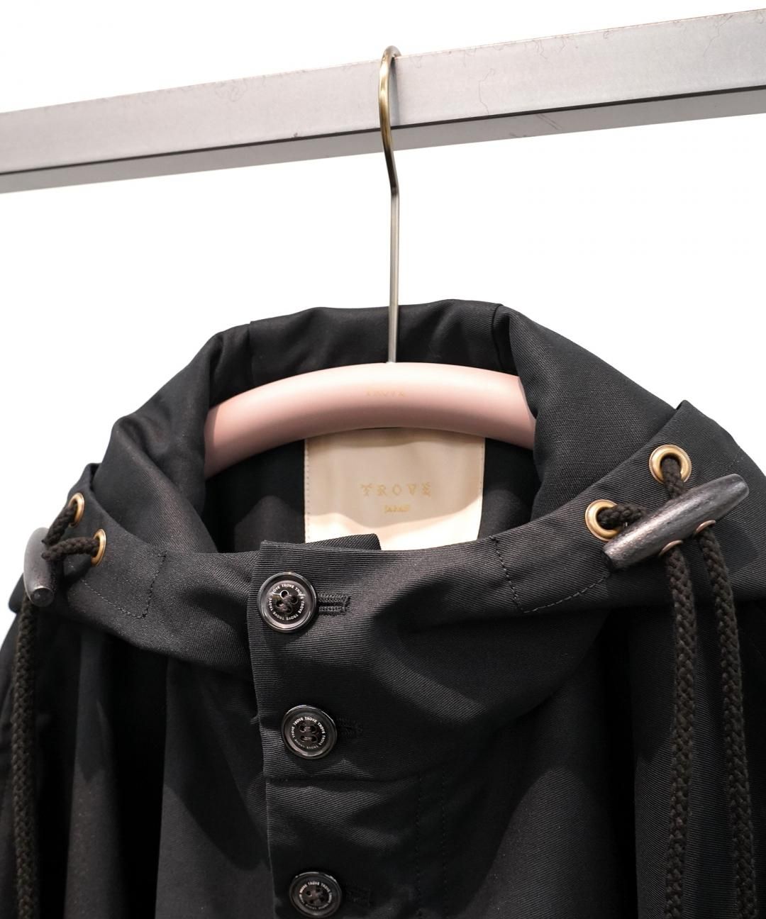 PRE-ORDERTROVE / PONCHO HOODED COAT / GABARDINE BLACK photo