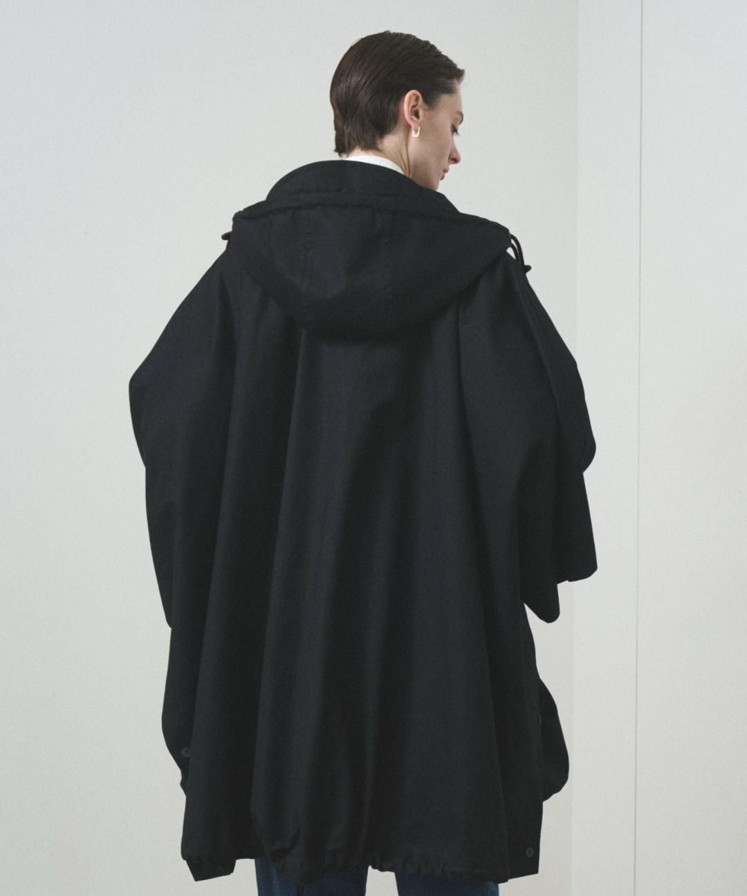 PRE-ORDERTROVE / PONCHO HOODED COAT / GABARDINE BLACK photo