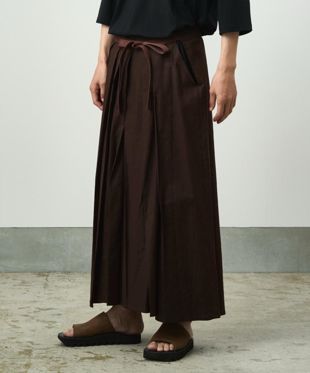 WAROBE / COTTON LINEN HAKAMA / BROWN photo