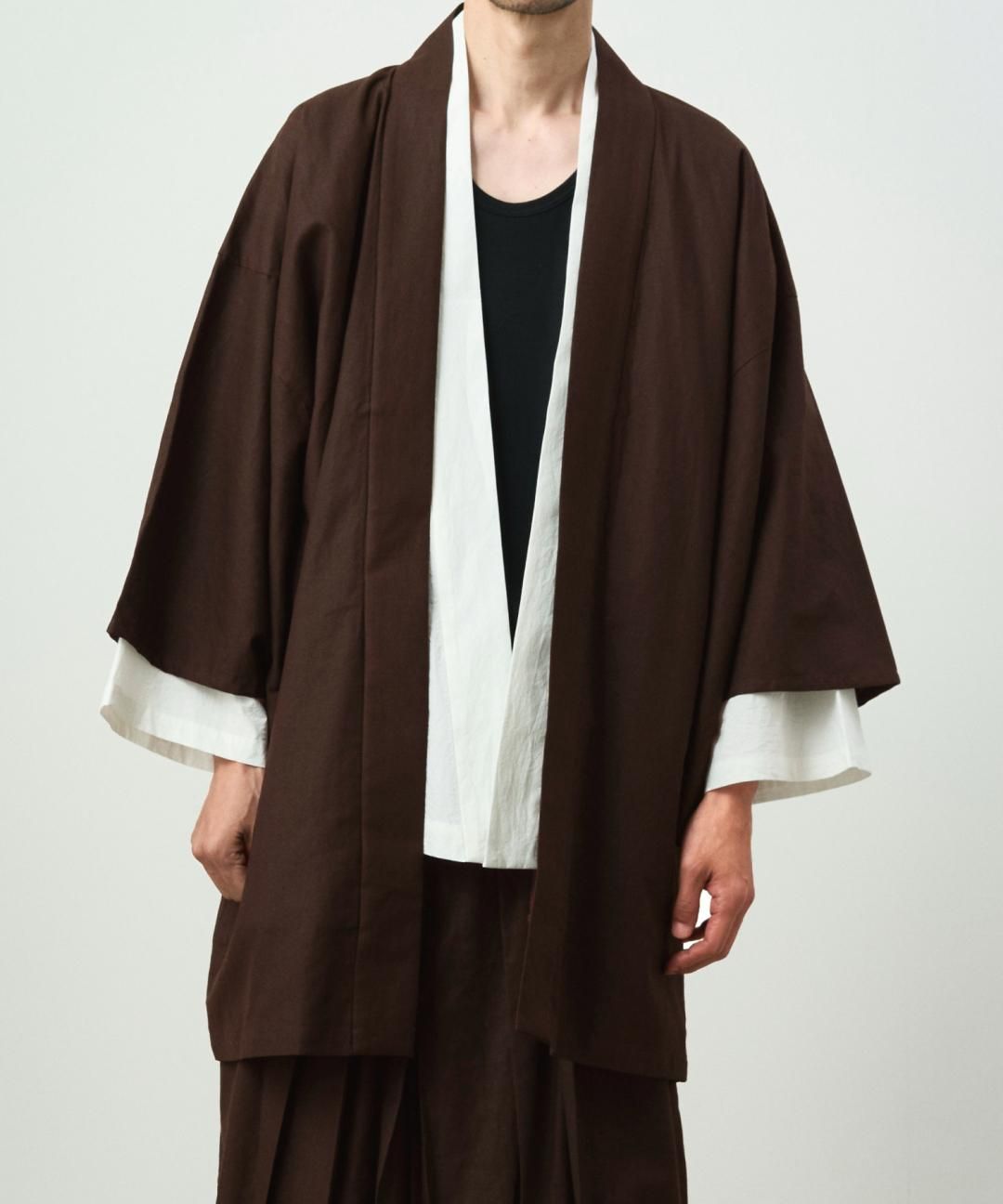 WAROBE / COTTON LINEN HAORI / BROWN photo